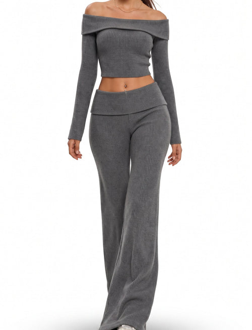Off-the-Shoulder Knit Set